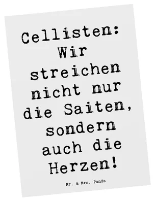 Produktbild von Mr. & Mrs. Panda Postkarte Spruch Cello Herz - Weiß - Geschenk, Instrument, Musik, Orchester, Fotokarte, Musikinstrument, Ansichtskarte, Grußkarte, Musiker, Lernen, Solo