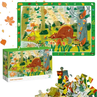 Produktbild von Beobachtungspuzzle Magischer Wald 80 Teile Buntes Puzzle Für Kinder