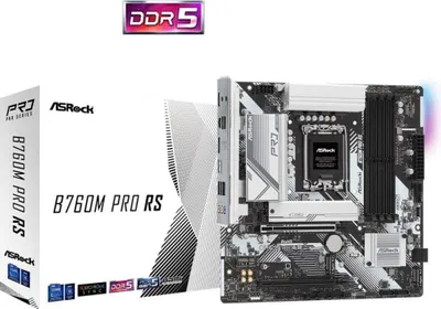 Produktbild von Asrock B760M Pro RS, Intel, LGA 1700, Intel® Core™ i5, Intel® Core™ i7, Intel® Core™ i9, DDR5-SDRAM, 192 GB, DIMM