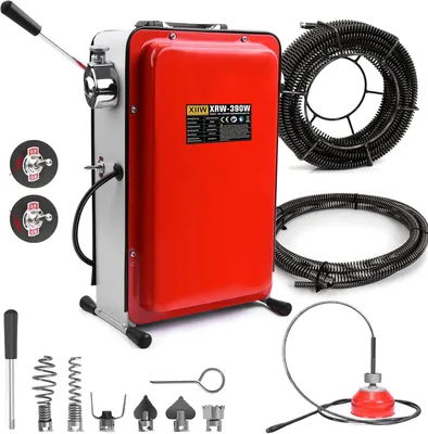 Produktbild von 390W 450U/min Elektrische Rohrreinigungsmaschine für Ø20-100mm Rohrleitungen Ø8mm 10M, 16mm 14,5M Spiralen, Rohrreiniger Abflussreiniger Drain Clean