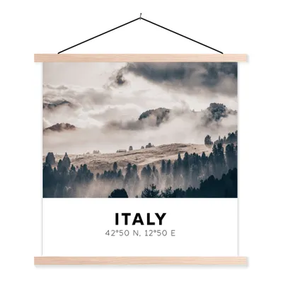 Produktbild von MuchoWow® Textilposter Italien - Nebel - Landschaft 60x60 cm mit holzfarbenen Rahmen - Wanddekoration