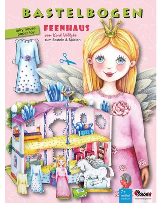 Produktbild von Bastelset Papierfeenhaus Bastelbogen mit Puppenhaus - Mit Ankleidepuppe - Ab 7 Jahren
