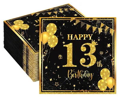 Image de Serviettes - Motif 13 - Décoration pour fêtes - Noir et or - 40 pièces