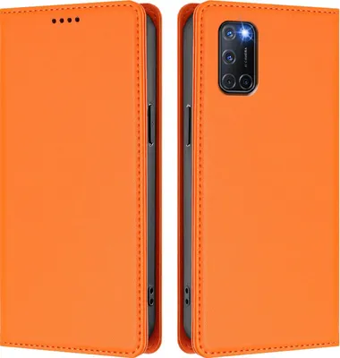 Produktbild von Handyhülle für Oppo A52 / A92 / A72 4G, Kunstleder Klapphülle Stoßfeste Magnetische Hülle mit Ständer Orange