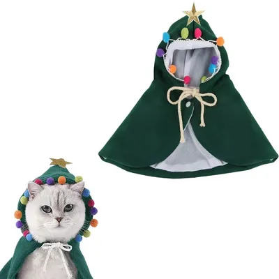 Produktbild von Weihnachten Umhang für Hunde, Weihnachten Katzen Kleidung, Haustier Weihnachten Outfit,  Haustier Weihnachtskostüme,S