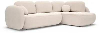 Immagine prodotto di Divano angolare con funzione letto, modello Olemo, lato destro, colore crema tortora