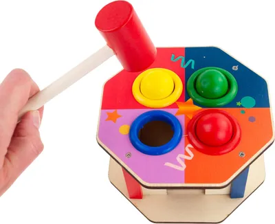 Zdjęcie produktu dla Tg67016 Gra Wbijanka Montessori Wbijak Drewniany + Młotek Przebijanka Kolorowa