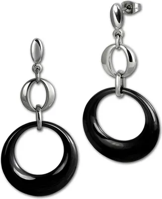 Produktbild von Amello Damen Edelstahl Keramik silberfarben schwarz glänzend Ohrschmuck D2ESOX13S
