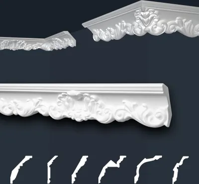 Produktbild von Marbet Deckenleisten weiß Sparpaket aus Styropor EPS - Stuckleisten gemustert, im traditionellen Design - (2 Meter B-35) Stuck Winkelleisten Wandleisten
