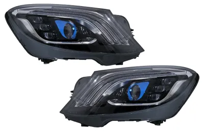 Productafbeelding van LED-koplampen voor Mercedes S-klasse W222 (2013-2017), facelift-model, met dynamische knipperlichten.