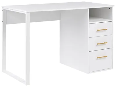 Obrázek produktu pro BELIANI Domácí psací stůl bílý dřevotříska 120 x 60 cm úložný prostor minimalistický design