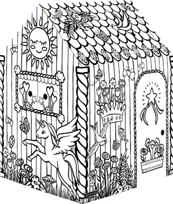 Produktbild von Fellowes Spielhaus Einhorn aus Wellpappe mit abgerundeten Kanten