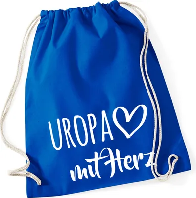Produktbild von Huuraa Turnbeutel Uropa mit Herz 12 Liter Bright Royal Baumwolle Rucksack Geschenkidee