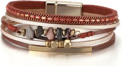 Produktbild von Damen-Lederarmband mit rotem Tigerauge