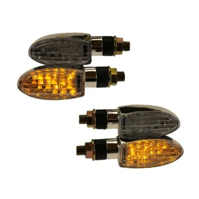 Productafbeelding van Motorfiets LED knipperlichten, set van 4, chroom, helder glas