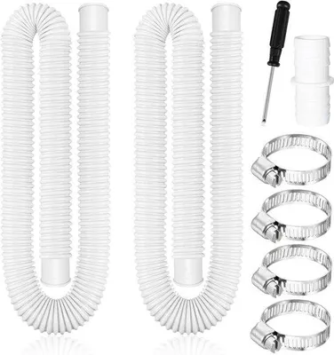 Produktbild von Schwimmbeckenleiter - 32mm, 2 Stücke, 150cm, mit 4 metallenen Klemmen (Set A, weiß)