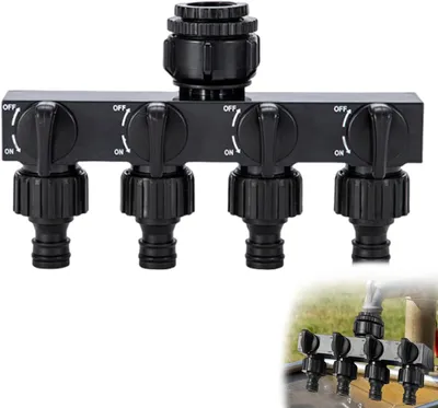 Produktbild von 4 Wege Wasseranschluss Verteiler,Gartenbewässerung Zubehör,4 Geräte Können Gleichzeitig Verbunden Werden,für Geräte/Gartenschläuche