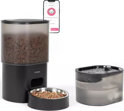 Image de Distributeur de croquettes et fontaine pour chat et petit chien