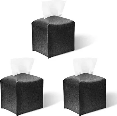 Produktbild von Famanu Tissue Box Halter Schwarz - Nachfüllbar, 3er Set