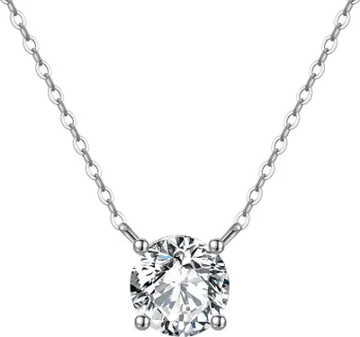 Produktbild von Suzan Gold® Halskette aus 925 Silber für Damen mit brillantgeschliffenem Premium-Kristall | Feine Gliederkette Lumoria im eleganten Solitär-Design | Wasserfest &  | Geschenk für Frauen