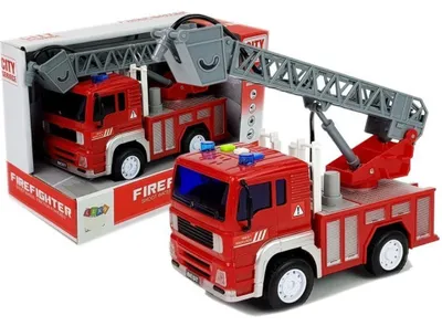 Produktbild von Lean Toys Feuerwehrauto Mit Zug, Leiter, Rot 1:20 Mit Sound