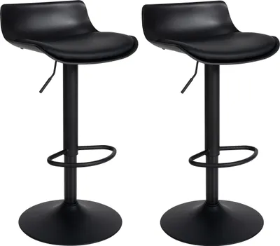 Produktbild von DELUKE® Barhocker 2er Set höhenverstellbar Schwarz JUTO - Kunstleder, 68,5-94x43x44cm | Barhocker mit Lehne Tresenhocker Barstuhl Küchenhocker Thekenhocker hoher Stuhl