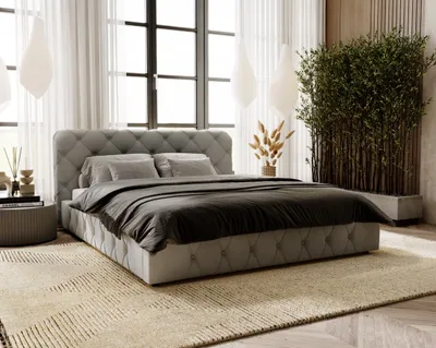 Obrázek produktu pro ADIDAR Julietta čalouněná postel 200x200cm kovový rám manželské postele s hydraulickým rozvozem postel světle šedá Amor Velvet 4318 - s dodáním domů