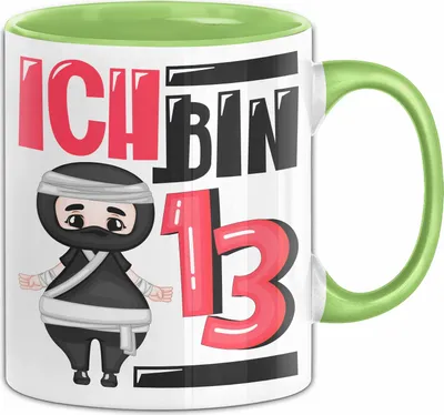Produktbild von 13. Geburtstag Geschenk Tasse BecherJungs Mädchen Geburtstagsgeschenk Ninja Ich Bin 13 Teenager (Grün)