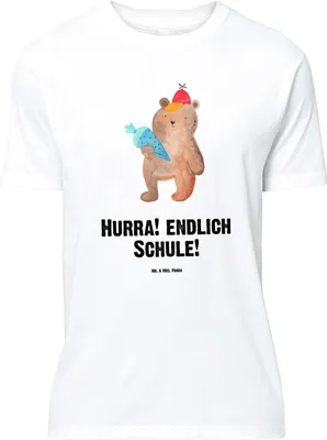 Produktbild von Mr. & Mrs. Panda Größe XL T-Shirt Bär Schultüte - Weiß - Geschenk, Shirt, Schulbeginn, Teddy, mit Spruch, Grundschule, Erster Schultag, Tshirt, Einschulung, Schulanfang