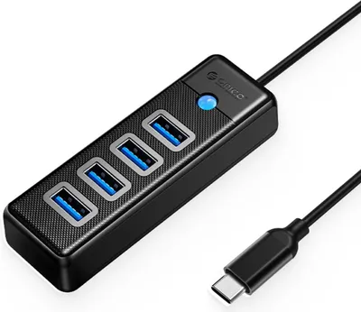 Zdjęcie produktu dla Hub USB-C Orico PW4U-C3-015-BK-EP 4x USB-A 3.1 czarny