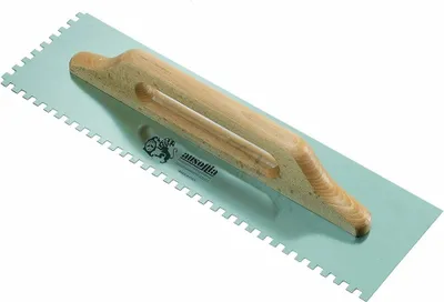 Image de Truelle dentée à deux poignées M en bois AUSONIA 48 x 14 cm - denture 10 x 10 mm