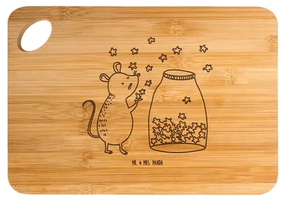 Produktbild von Mr. & Mrs. Panda Brett Maus Sterne - Transparent - Geschenk, Frühstücksbrett, Schneidebrett, Holzbrett, vesperbrett, Geburt, Geburtstag, Träume, Frühstücksbrettchen