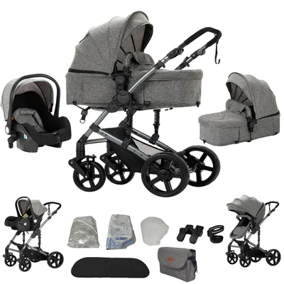 Imagen del producto de Cochecito para bebé, asiento reversible, capota ajustable, color gris B588