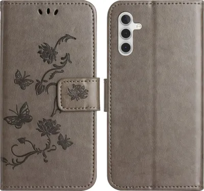 Produktbild von Samsung Galaxy A37 / A36 Hülle - Coverup Blumen & Schmetterlinge Klapphülle - Taupe Grau
