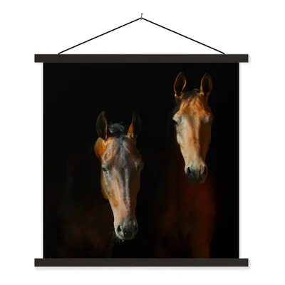Produktbild von MuchoWow® Textilposter Pferde - Tiere - Braun 90x90 cm mit schwarzem Rahmen - Magnetisches