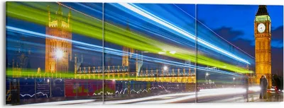 Produktbild von Bild auf Leinwand - Leinwandbild - London Parlamentsgebäude Big ben - 150x50cm - Wand Bild - Wanddeko - Leinwanddruck - Bilder - Kunstdruck - Leinwand bilder - Wandkunst - CA150x50-1446