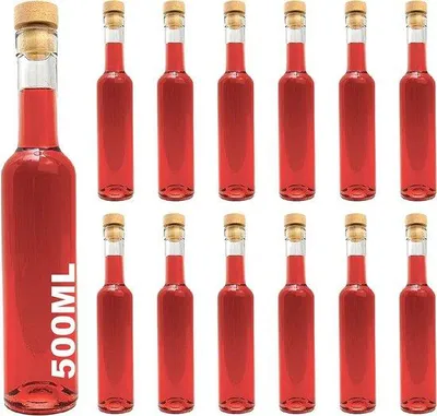 Productafbeelding van Famanu glazen flessen set - 6 stuks van 500 ml - Ideaal voor likeuren, sauzen en meer