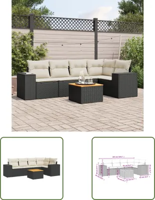 Produktbild von The Living Store 6-tlg. Garten-Sofagarnitur mit Kissen Schwarz Poly Rattan