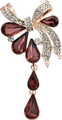 Produktbild von Frauen Mode Legierung Strass Bowknot Brosche Pin Luxus Kleid Schal Zubehör-Golden + Traubenviolett