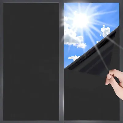 Blickdichte Fensterfolie Schwarz 75 × 400 cm, UV-Schutz 99 %, statisch haftend