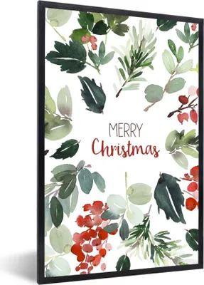 Produktbild von MuchoWow® Gerahmtes Poster Weihnachten - Zitat - Aquarell 60x90 cm - Poster mit Schwarzem Bilderrahmen Wandposter Rahmen Foto Bilder - Kunst