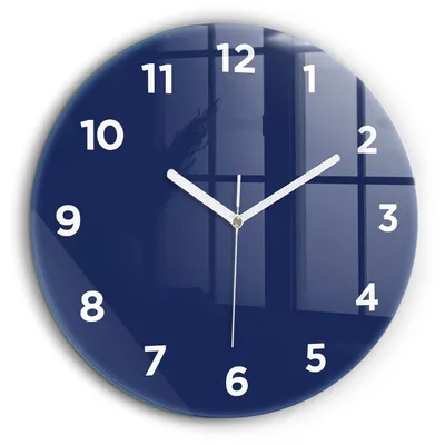 Produktbild von Wallfluent Große Wanduhr – Stilles Quarzuhrwerk - Uhr Dekoration Wohnzimmer Schlafzimmer Küche - Zifferblatt - weiße Zeiger - 60 cm - Marineblau