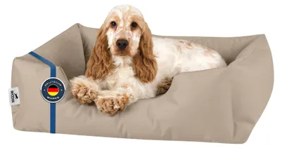 Produktbild von BedDog Hundebett ZARA Hundekissen mit waschbaren Bezug Hundekorb Hundesofa,NAMIB-SAND (beige),(S) ca. 55x40x17cm