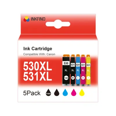 Produktbild von INKFIND PGI530/CLI531 Tinte für Canon PGI-530 / CLI-531, Canon 530 Canon530 Canon 531 Canon531 Tintenpatronen Multipack mit 5 Stück für Drucker: Canon