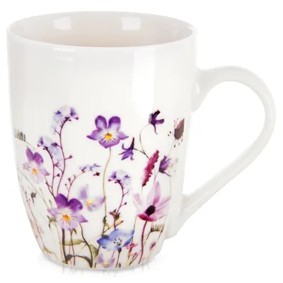 Zdjęcie produktu dla Kubek porcelanowy, wzór kwiatowy, 360 ml, nadaje się do mikrofalówki