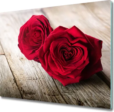 Produktbild von Glas Herdabdeckplatte 60x52 cm Spritzschutz Glasabdeckplatte Schneidebrett Rosen auf Holz