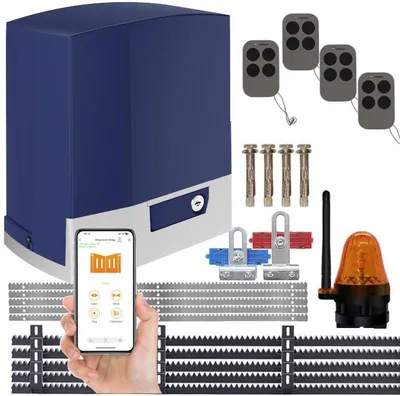 Obrázok produktu pre Sada pohonov pre posuvné brány DP1000WiFi, obsahuje 4 diaľkové ovládače a 5 LED pásikov