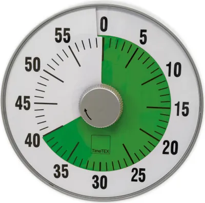 Produktbild von TimeTEX Zeitdauer-Uhr "lautlos" L, mit grüner Scheibe, 19 cm ø