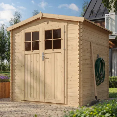 Obrázek produktu pro Dřevěný zahradní přístřešek S IMPREGNOVANOU PODLAHOU, uzamykatelné dveře - Š206xD216xV218 cm 3,53 m2- Timbela M343F+M343G