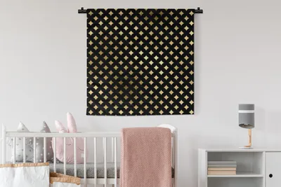 Produktbild von MuchoWow® Wandteppich Wandbehang Muster - Sterne - Gold 90x90 cm Tapisserie Dekoration Wandtuch - Wandaufhänger